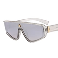 Modern oversized grey star sunglasses featuring transparent frames and gold star detail - C5 Grey Frame Silver Mirror Lens