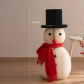 Grand bonhomme de neige de 100cm en papier alvéolé blanc avec chapeau noir et écharpe rouge - Bonhomme de Neige-100cm