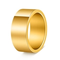 Polished minimalist wide gold flat band ring in stainless steel for a modern look - 12mm Wide Gold