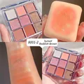Nine-color eyeshadow palette 8001-2 Sunset Red Brown with matte and shimmer swatches - 02# Sunset Red Brown