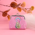 Detailed shot of a pink coin purse featuring cute avocado prints and a silver metal clasp - 3 Inch / Mint Green