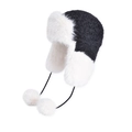 Colbacco invernale bicolore bianco e nero con paraorecchie e pompon di peluche - Nero