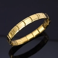 Polished gold stainless steel modular charm bracelet with reflective surface - k0102-Full Gold Polished