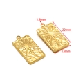 18k gold plated rectangular feather sun pendant with starburst pattern, 22mm x 13mm - 13*22mm Rectangular Sun Tag / Gold