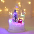 Macro detail of LED Christmas snow globe featuring a miniature tree and soft festive bokeh - Style E (Colorful Light)