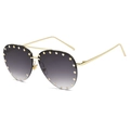 Aviator zonnebril van goud metaal met studs en grijze gradiëntglazen voor dames en heren - Gouden Frame Dubbel Grijs
