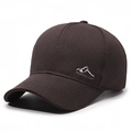 Berretto da baseball in twill di cotone marrone scuro con ricamo a montagna - Regolabile / caffè