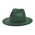 Classic dark green wool fedora hat with teardrop crown for men and women in winter - M (56-58cm) / Dark Green