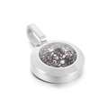 Polished stainless steel round pendant with deep blue starry resin stone inlay - Starry Blue Black Glitter Silver Base (KP100738-K)