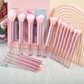 Professionelles 10-teiliges Make-up-Pinsel-Set mit transparenten Griffen in Rosa - 16er Set / Rosa