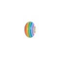 Macro shot of 8x14mm rainbow striped resin charm beads with metal core for DIY bracelets - Striped 16