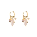 Elegante goldene Perlenohrringe mit Barockperlen und violetten Kristallanhängern für Damen - High Heels Tag Barockperle Ohrenschnalle