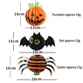 Decoraciones colgantes de papel de nido de abeja para Halloween con calabaza, murciélago y araña - Combinación de Adornos Colgantes Pequeños de Calabaza, Murciélago y Araña