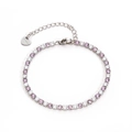 Zilveren roestvrijstalen tennisarmband met roze en witte zirkonia-steentjes - Geplatineerd Wit en Paars Zirkonia