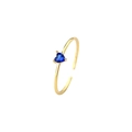 Minimalist S925 sterling silver open ring featuring a heart-shaped blue zircon stone - Blue Zirconia/Gold Color