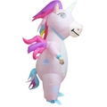 Inflatable unicorn costume for adults in pink with rainbow mane and wings for parties - Starry Sky Winged Unicorn / One Size