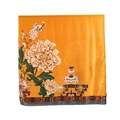 Elegant yellow silk scarf featuring traditional Chinese peony and pavilion patterns - Yellow Floral (FH24-5955-1) / 85x180cm