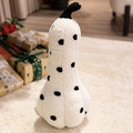 Plush long pumpkin pillow in cream teddy fleece with black polka dots for Halloween decor - Long Polka Dot White