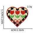 Embroidered tulip heart patch for clothing decoration with clear size dimensions - Heart 4# (Tulip)