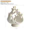 Nordic ceramic jewelry tray in white coral shape with golden accents, tall variant model - Jewelry Storage Ornament - 8764-g (high-end Model)