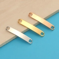 Polished stainless steel curved bar connectors in silver, gold, and rose gold finishes - Double Hole Curved Long Bar (MP732) / 35x6mm / Steel