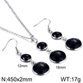 Set gioielli in argento con cristalli neri sfaccettati, catena 450x2mm e peso 17g - Nero (KS217525-Z)