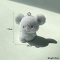 Cute grey flocked resin koala pendant with silver ring, 3.1cm height and 3.4cm width - Flocked Koala Tilting Head Touching Face