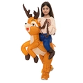 Funny inflatable reindeer costume for kids riding a brown deer for Halloween parties - Children Riding Reindeer / One Size
