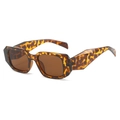 Lunettes de soleil carrées en écaille avec verres marron foncé et facettes géométriques - Monture Léopard Verres Marron