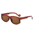 Vintage polygonal amber thick frame sunglasses with dark brown lenses for men and women - Tea Frame Tea Lens