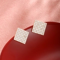 Elegant square stud earrings with gold plating and white pave zircon stones - Square Pave Studs / Gold