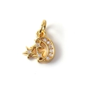 Macro shot of gold sun and moon pendant with sparkling zircon inlays for jewelry making - 07-Star Moon Pendant