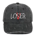 Gorra vintage lavada con bordado Loser y detalles de visera desgastada y rasgada - Ajustable / Negro Envejecido