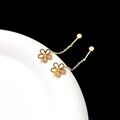 Gold-plated titanium steel flower tassel earrings with hollow floral design for women - Gold Hollow Flower Ear Chain