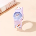 Orologio unicorno viola per bambini con cinturino in silicone 3D e arcobaleno - Viola