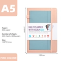 Pink and blue A5 undated daily planner with faux leather cover and elastic closure - Pink