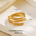 18K gold plated multi-layer spiral stainless steel open ring for women in golden finish - Multi-layer Spiral Design (1426)