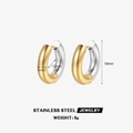 Orecchini a cerchio spessi bicolore in oro e argento acciaio inox con diametro 18mm - 4x10mm (Bicolore)