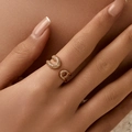 Adjustable gold plated zircon ring with pave letter U and P charms for women - KR0074/Letter UP Opening Ring