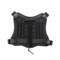 Top view of black tactical dog harness with nylon handle, metal D-ring and quick release buckles - Black Tactical Harness