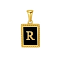 Gold stainless steel necklace featuring a black rectangle pendant with a gold letter R - Letter R
