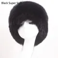 Detail of super soft black faux fur hat showing fluffy texture on a mannequin head - Black Ultra Soft