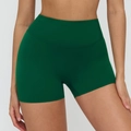 Dark green high-waisted yoga shorts in matte fabric for fitness and running - Christmas Green