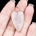 Pink Quartz heart pendant with gold-plated bezel setting for DIY jewelry making - White Crystal
