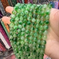 Single strand of 10mm round green agate jade loose beads for DIY jewelry making - Light Green Flower