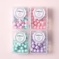 Macaronkleurige punaises set in vier transparante dozen voor kantoor en school - Globe Punaises