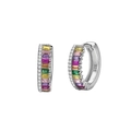 Orecchini a cerchio in argento 925 con zirconi color arcobaleno e finitura lucida - Argento 925 / Argento