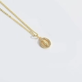Gold religious medallion necklace with crystal halo and Virgin Mary pendant on thin chain - Large Oval Virgin Mary Style (XL3243)