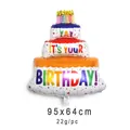 Giant rainbow cake foil balloon with colorful candles and Birthday text, 95x64cm size - Large YAY It's Your Birthday Cake