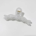 Minimalist twisted hair claw clip in translucent white with a matte finish texture - Frosted Transparent White - Approx 11cm